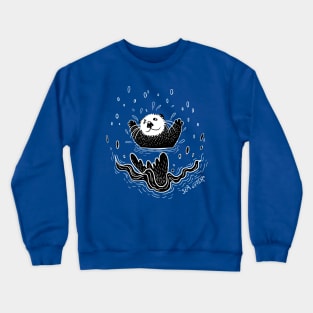 OCEAN OTTER splash black and white cartoon Crewneck Sweatshirt